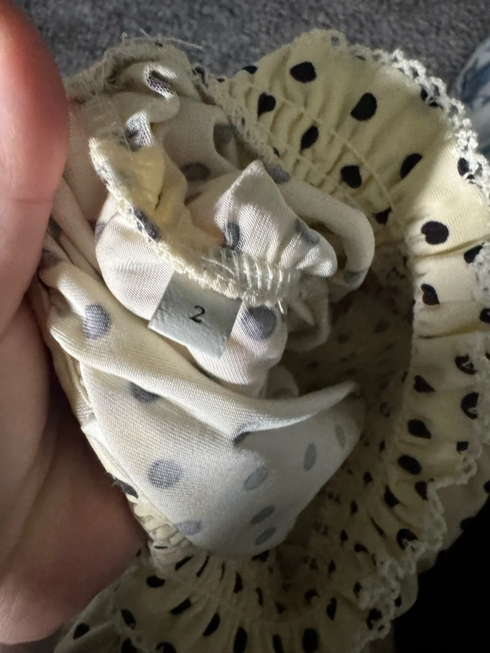 Sandro Cream Polka Dot High Neck Puff Sleeve Top - Picture 5 of 5